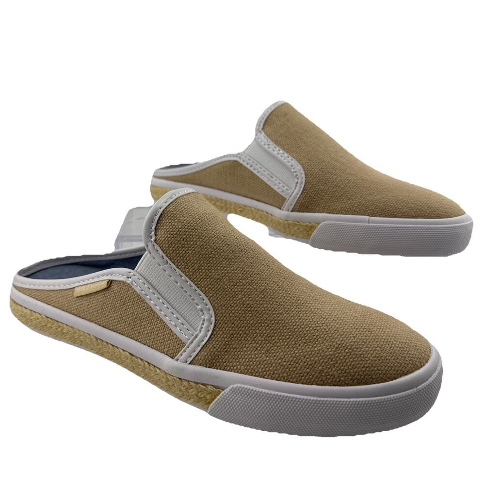 Tommy Hilfiger Frank Beige Canvas‎ Slip-On Comfort Mules Sneakers Size 6M NIB